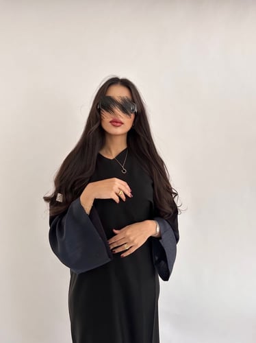 عباية بإكمام شيفون كحلي #58