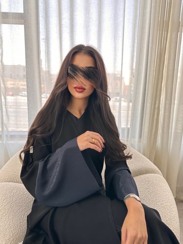 عباية بإكمام شيفون كحلي #58