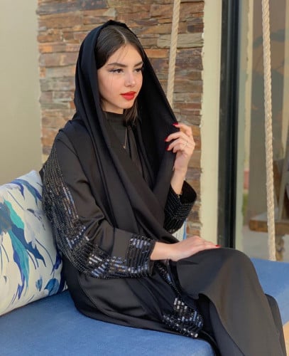 عباية بتطريز اسود #038