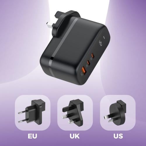 شاحن جداري 3 منافذ و 3 قوابس |شحن سريع WA | 65W