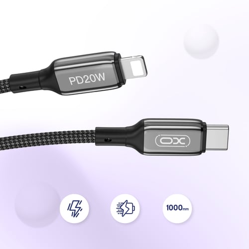كيبل شحن قماش XO | Type C to Lighting | 20W