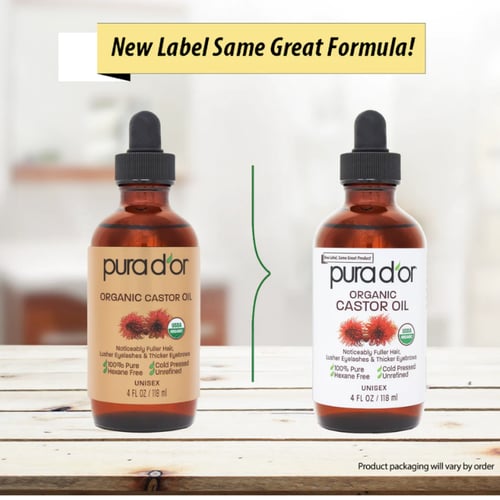 بورا دور - زيت الخروع النقي والعضوي مع مجموعة فرش...