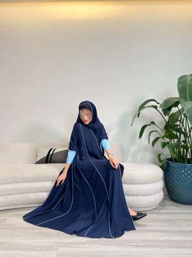 كلوش بأكمام سترتش سماوي