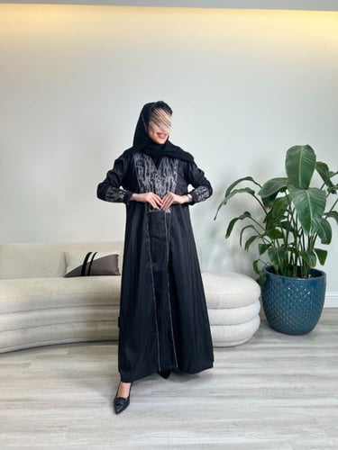 عباية قماش شانتون رمادي