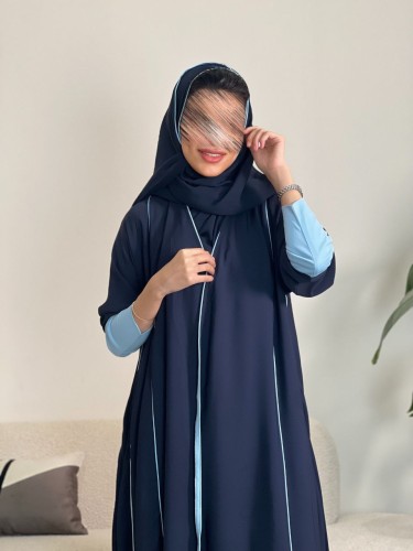 كلوش بأكمام سترتش سماوي