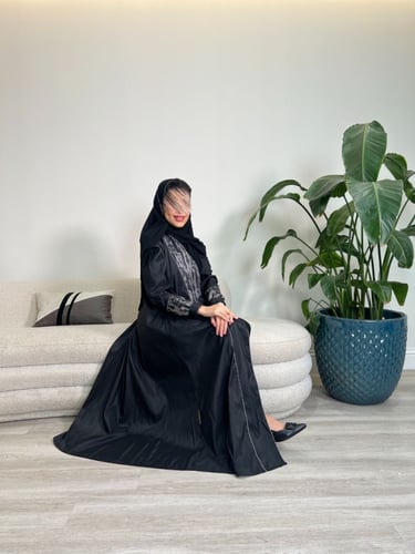 عباية قماش شانتون رمادي