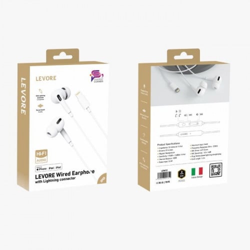 سماعة أذن سلكية من ليفوري معتمدة من أبل 1.2 متر مع...