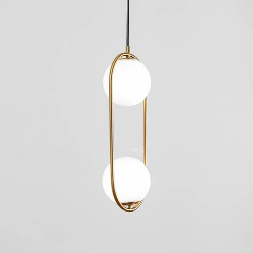 ثريا مودرن ذهبي بيضاوية مع لمبتين دوائر