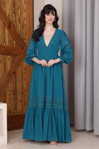 فستان ماكسي شيفون - تركواز