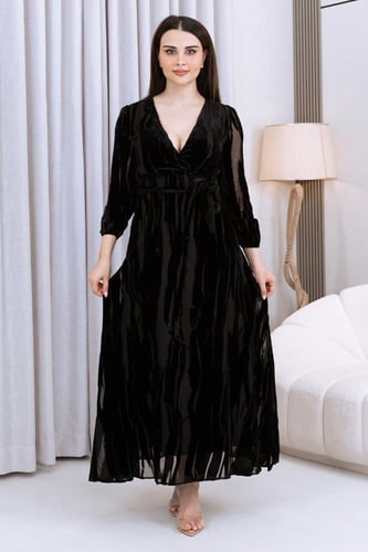 فستان مكسي مخمل أسود