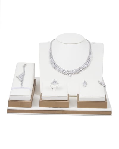 طقم زركون ذهبي – تصميم اوراق شجر | سيزون