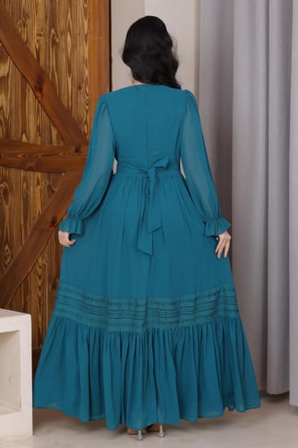 فستان ماكسي شيفون - تركواز