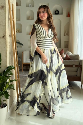 فستان شيفون مشجر