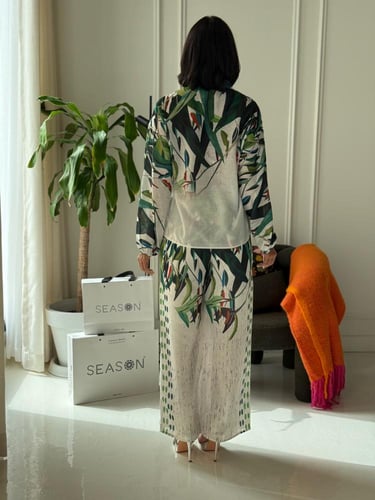 طقم مشجر كتان