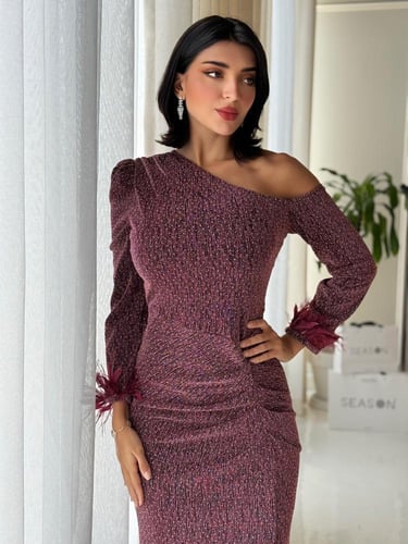 فستان ماكسي بورجوندي