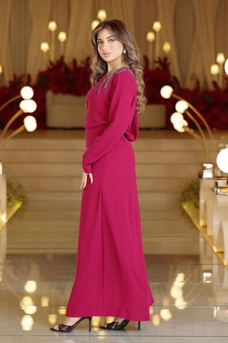 فستان كريب زهري