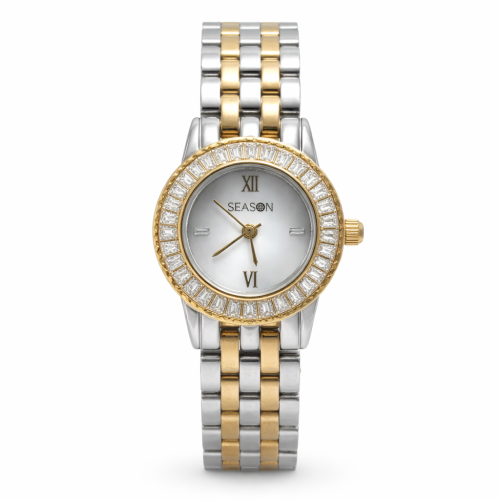 ساعة نسائية Two-Tone مرصعة |كلاسيكية فخمة