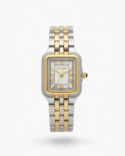 ساعة نسائية كلاسيكية مربعة – TOW TONE