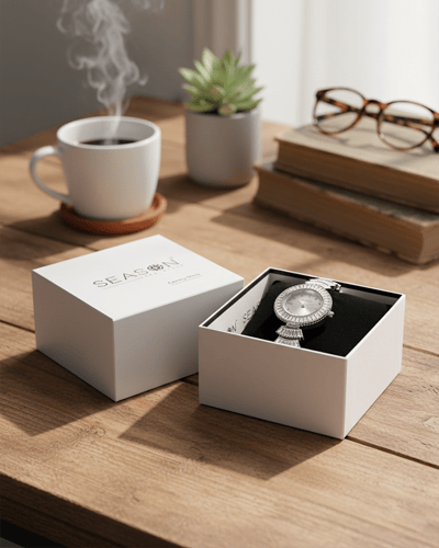 ساعه سيزون زركون فضي