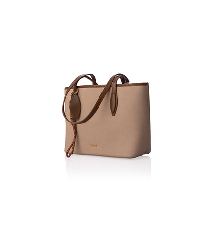 شنطة توت نسائية بني فاتح – مع اكسسوار | سيزون