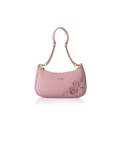 شنطة كتف وردية بتطريز الزهور | سيزون