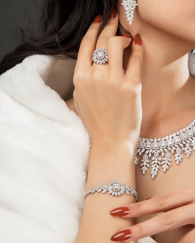 طقم زركون ملكي فضي - للعرائس | سيزون