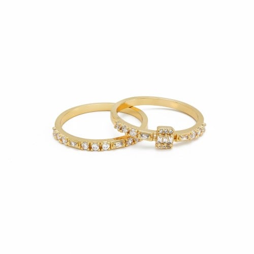 خاتم زركون توينز نسائي ذهبي - بتصميم ملكي | سيزون