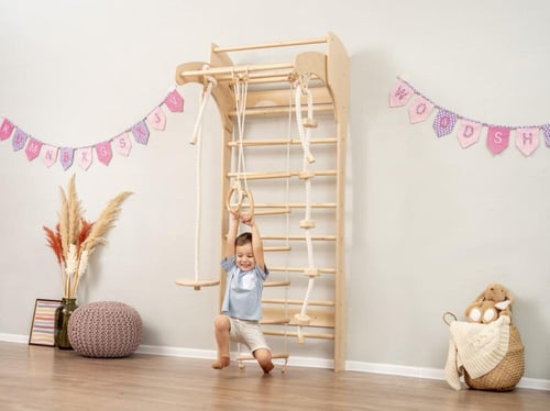 جدار التمارين السويدي الخشبي مع 4 قطع تمارين