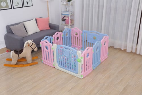 حواجز بلاستيكية عدد 10 قطع مع باب و ألعاب - ملون ا...