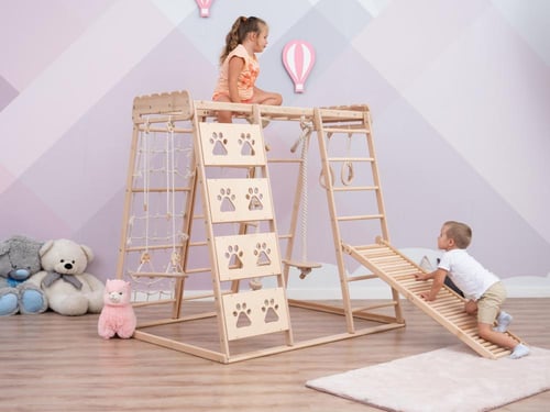 نادي التسلق الكبير الخشبي مع 6 قطع تمارين