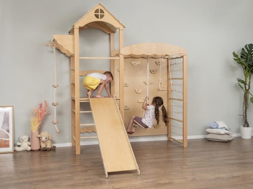 برج التمارين و التسلق الخشبي مع 4 قطع تمارين