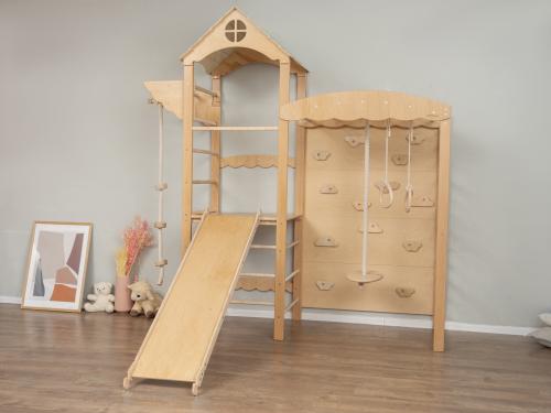 برج التمارين و التسلق الخشبي مع 4 قطع تمارين