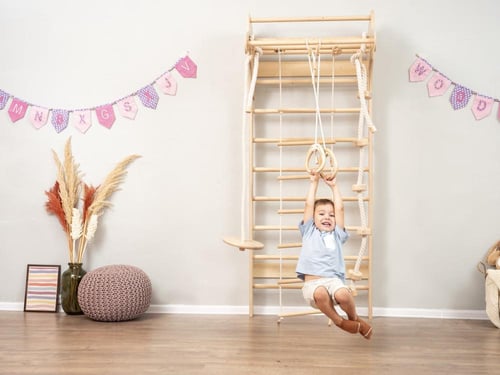 جدار التمارين السويدي الخشبي مع 4 قطع تمارين