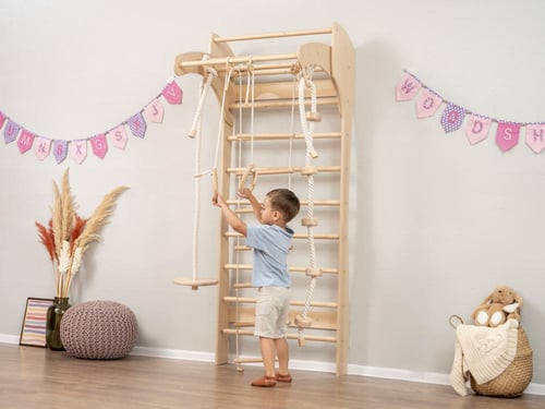 جدار التمارين السويدي الخشبي مع 4 قطع تمارين