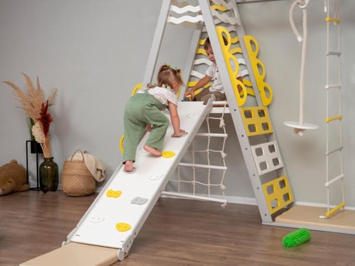 سلم التمارين المثلث الخشبي مع 3 قطع تمارين