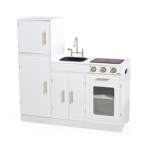 المطبخ الكلاسيكي الخشبي الأبيض مع الإضائة