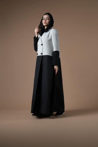 عباية بليزر هاف اند هاف كريب و لينن هندي