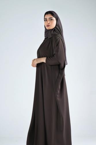 طقم ٣ قطع عباية نسمة - بني رمادي