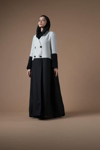 عباية بليزر هاف اند هاف كريب و لينن هندي