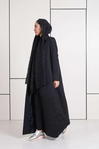 عباية بليزر لينن هندي أسود وقطن ركامة