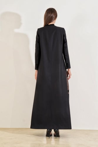 عباية بليزر بدون ياقة من الجاكار النحاسي المشجر وم...