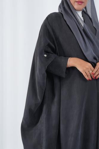 عباية بشت حرير مغسول بأكمام صغيره ورباط مخفي - رما...