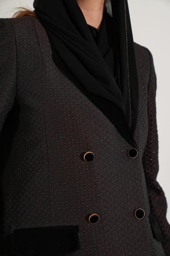 عباية بليزر تفته جاكار و مخمل شمواه - نحاسي