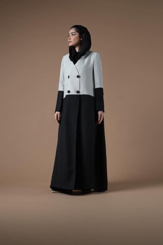 عباية بليزر هاف اند هاف كريب و لينن هندي