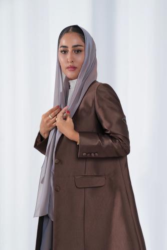 جاهز - عباية بليزر تفته فاخرة - بني / S-56 inch