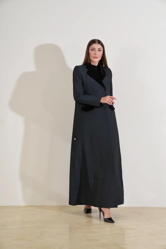 عباية بليزر تفته جاكار و مخمل شمواه - أخضر بترولي