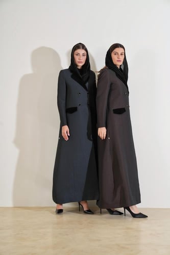 عباية بليزر تفته جاكار و مخمل شمواه - أخضر بترولي