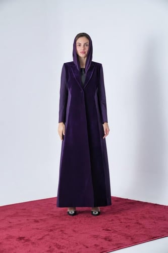 عباية بليزر كريب و مخمل شمواه ساعة رملية.