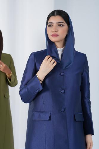 جاهز - عباية بليزر تفته فاخرة - كحلي / M - 54 inch