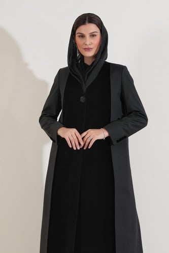 عباية بليزر طبقتين من الأمام مخمل شمواه وكريب كتان...